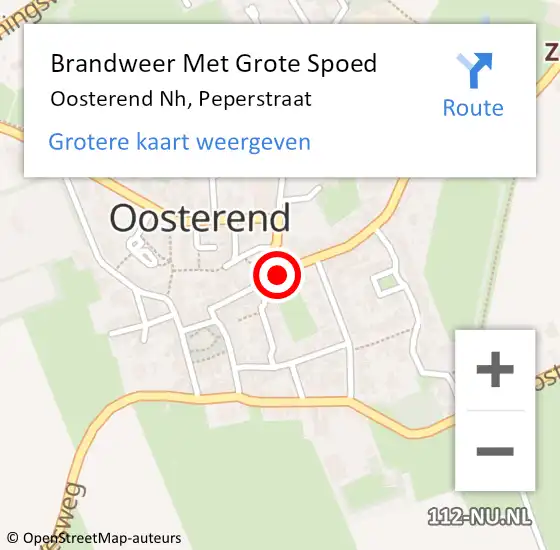 Locatie op kaart van de 112 melding: Brandweer Met Grote Spoed Naar Oosterend Nh, Peperstraat op 13 mei 2017 17:44