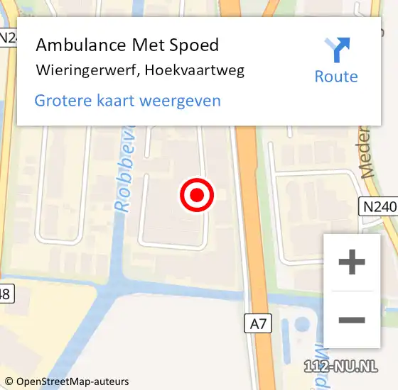 Locatie op kaart van de 112 melding: Ambulance Met Spoed Naar Wieringerwerf, Hoekvaartweg op 13 mei 2017 17:47