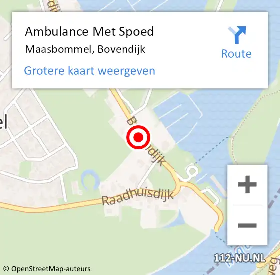 Locatie op kaart van de 112 melding: Ambulance Met Spoed Naar Maasbommel, Bovendijk op 13 mei 2017 18:10