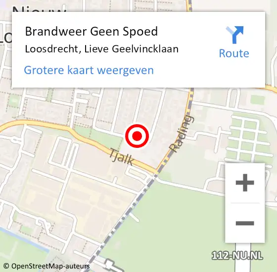 Locatie op kaart van de 112 melding: Brandweer Geen Spoed Naar Loosdrecht, Lieve Geelvincklaan op 13 mei 2017 18:56