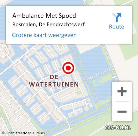 Locatie op kaart van de 112 melding: Ambulance Met Spoed Naar Rosmalen, De Eendrachtswerf op 13 mei 2017 20:10