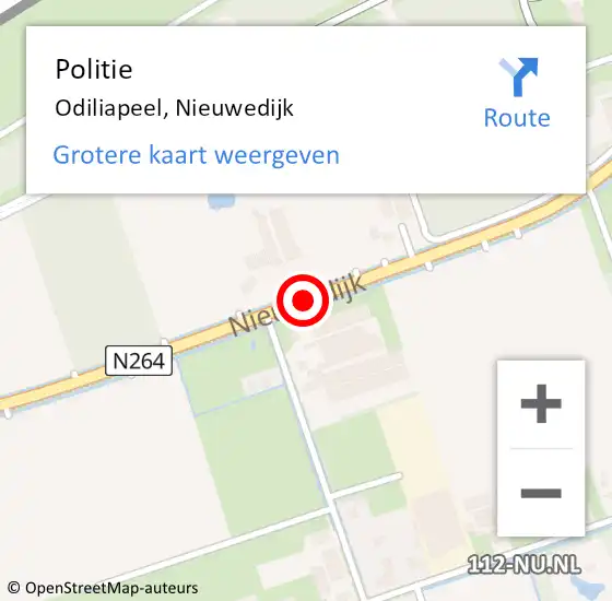 Locatie op kaart van de 112 melding: Politie Odiliapeel, Nieuwedijk op 13 mei 2017 20:58