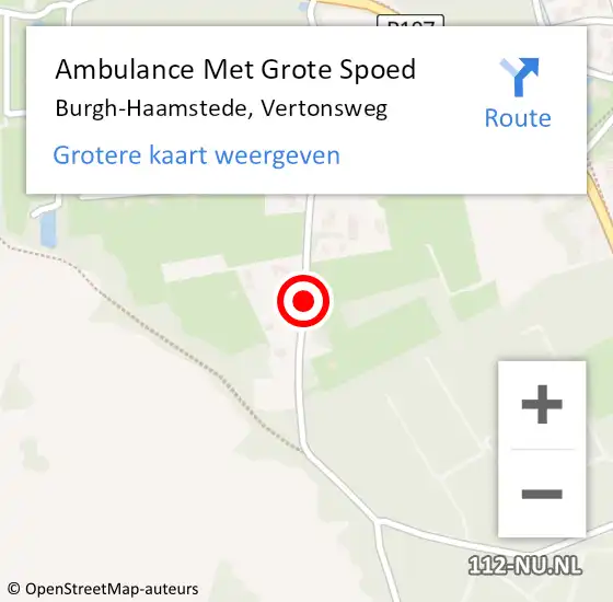 Locatie op kaart van de 112 melding: Ambulance Met Grote Spoed Naar Burgh-Haamstede, Vertonsweg op 13 mei 2017 21:06