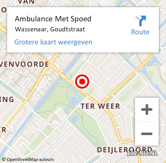 Locatie op kaart van de 112 melding: Ambulance Met Spoed Naar Wassenaar, Goudtstraat op 13 mei 2017 21:49