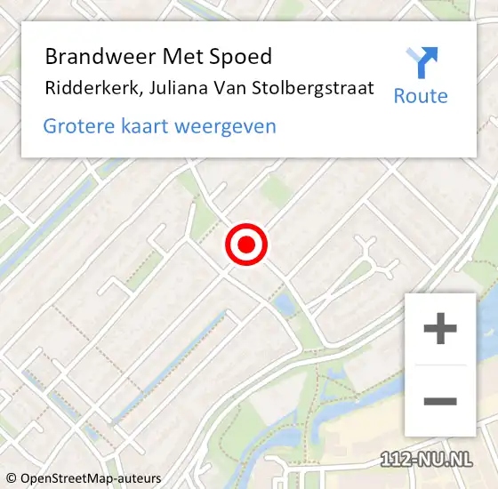 Locatie op kaart van de 112 melding: Brandweer Met Spoed Naar Ridderkerk, Juliana Van Stolbergstraat op 13 mei 2017 22:55