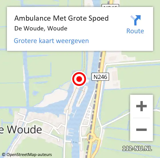 Locatie op kaart van de 112 melding: Ambulance Met Grote Spoed Naar De Woude, Woude op 14 mei 2017 00:23