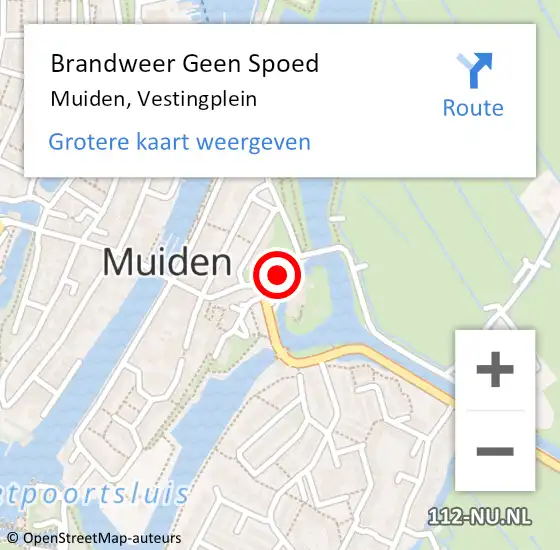 Locatie op kaart van de 112 melding: Brandweer Geen Spoed Naar Muiden, Vestingplein op 14 mei 2017 00:50