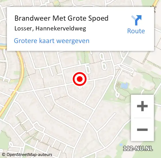 Locatie op kaart van de 112 melding: Brandweer Met Grote Spoed Naar Losser, Hannekerveldweg op 14 mei 2017 01:23