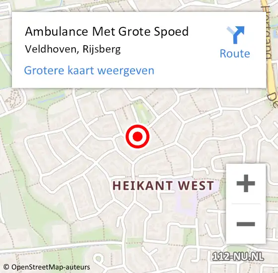 Locatie op kaart van de 112 melding: Ambulance Met Grote Spoed Naar Veldhoven, Rijsberg op 14 mei 2017 02:24