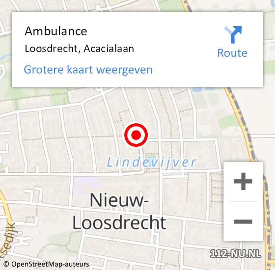 Locatie op kaart van de 112 melding: Ambulance Loosdrecht, Acacialaan op 20 januari 2014 12:47