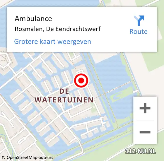 Locatie op kaart van de 112 melding: Ambulance Rosmalen, De Eendrachtswerf op 14 mei 2017 03:20