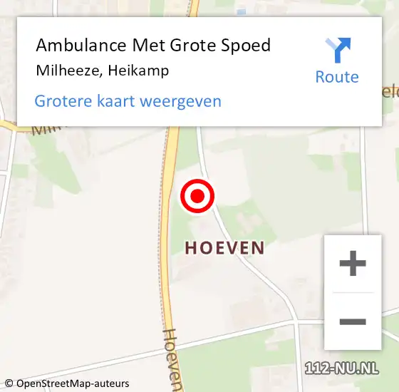 Locatie op kaart van de 112 melding: Ambulance Met Grote Spoed Naar Milheeze, Heikamp op 14 mei 2017 03:58