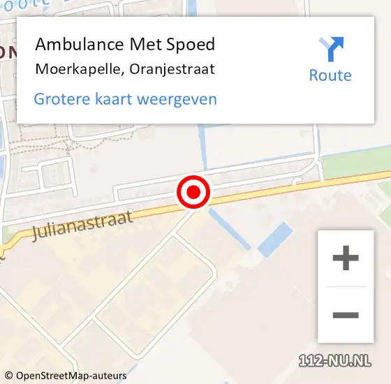 Locatie op kaart van de 112 melding: Ambulance Met Spoed Naar Moerkapelle, Oranjestraat op 14 mei 2017 06:49