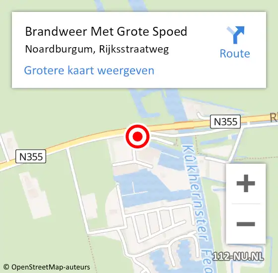 Locatie op kaart van de 112 melding: Brandweer Met Grote Spoed Naar Noardburgum, Rijksstraatweg op 14 mei 2017 07:03