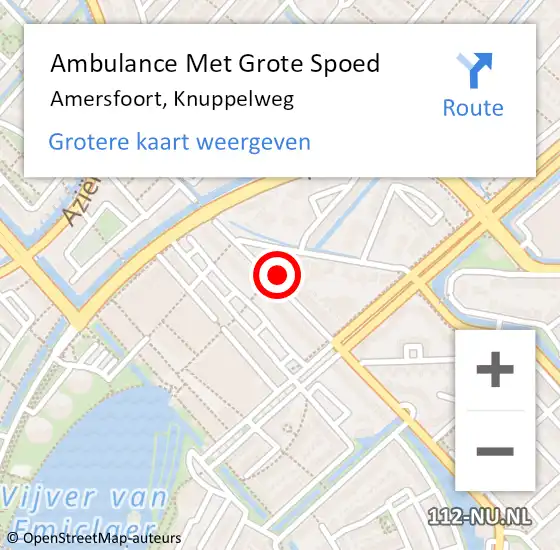 Locatie op kaart van de 112 melding: Ambulance Met Grote Spoed Naar Amersfoort, Knuppelweg op 14 mei 2017 07:21