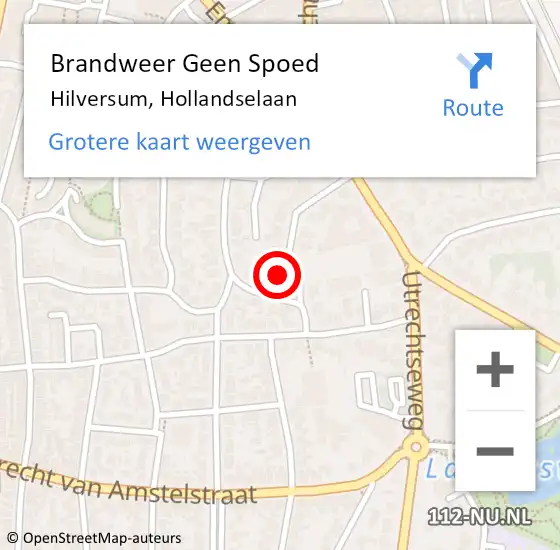 Locatie op kaart van de 112 melding: Brandweer Geen Spoed Naar Hilversum, Hollandselaan op 14 mei 2017 09:02