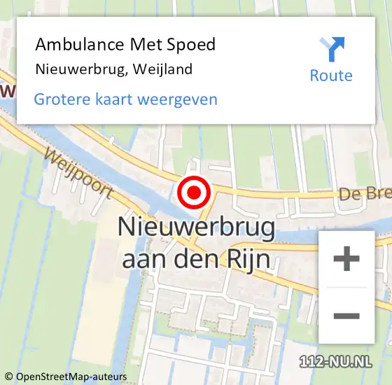 Locatie op kaart van de 112 melding: Ambulance Met Spoed Naar Nieuwerbrug, Weijland op 14 mei 2017 09:18