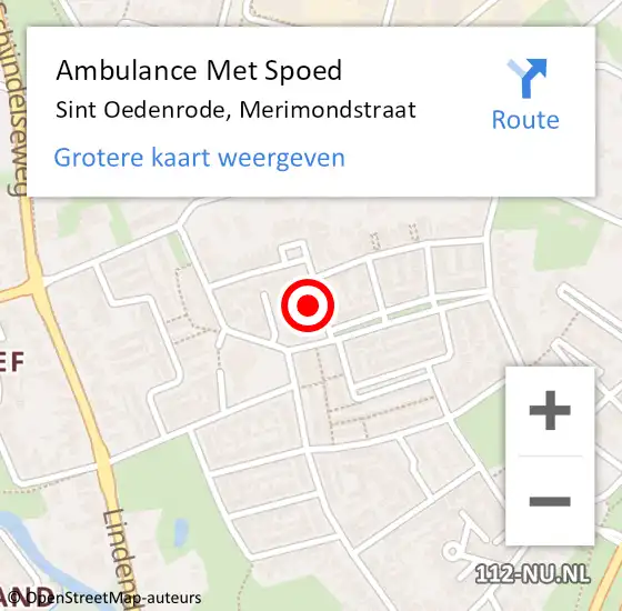 Locatie op kaart van de 112 melding: Ambulance Met Spoed Naar Sint Oedenrode, Merimondstraat op 14 mei 2017 11:29