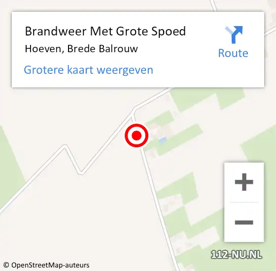 Locatie op kaart van de 112 melding: Brandweer Met Grote Spoed Naar Hoeven, Brede Balrouw op 14 mei 2017 12:25