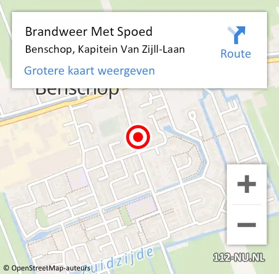 Locatie op kaart van de 112 melding: Brandweer Met Spoed Naar Benschop, Kapitein Van Zijll-Laan op 14 mei 2017 12:35