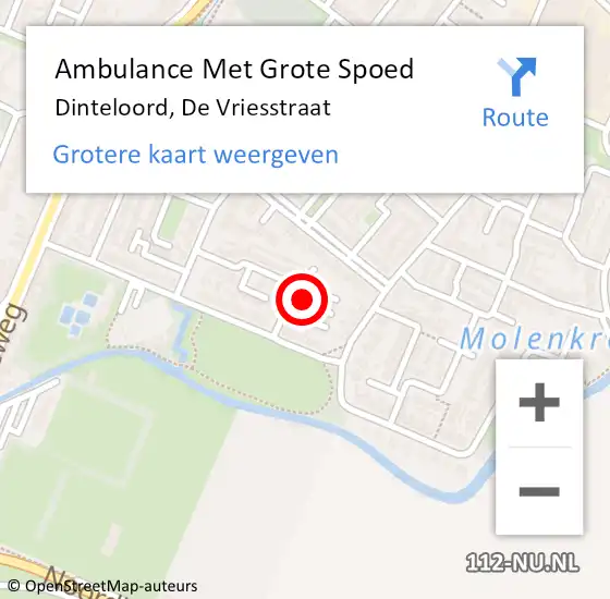 Locatie op kaart van de 112 melding: Ambulance Met Grote Spoed Naar Dinteloord, De Vriesstraat op 20 januari 2014 13:13