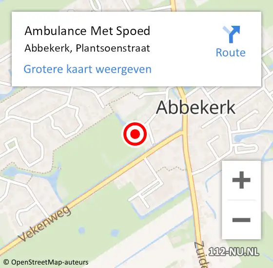 Locatie op kaart van de 112 melding: Ambulance Met Spoed Naar Abbekerk, Plantsoenstraat op 14 mei 2017 12:44