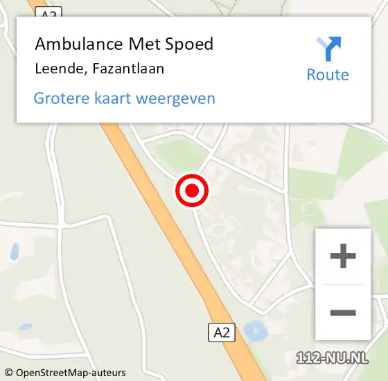 Locatie op kaart van de 112 melding: Ambulance Met Spoed Naar Leende, Fazantlaan op 14 mei 2017 13:20