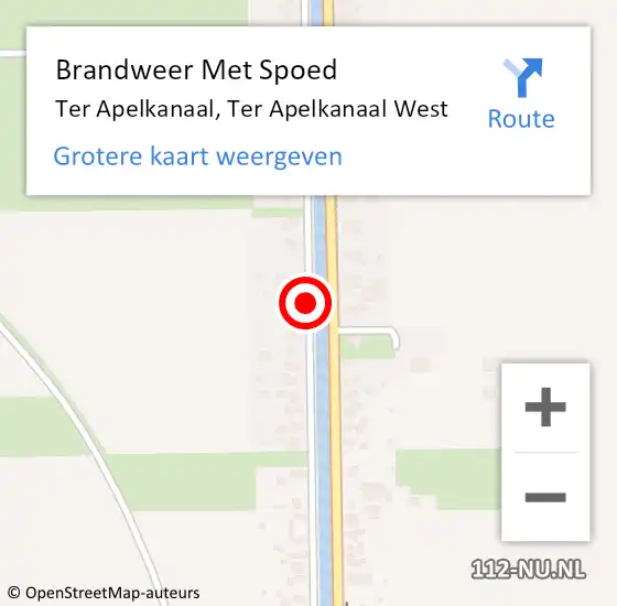 Locatie op kaart van de 112 melding: Brandweer Met Spoed Naar Ter Apelkanaal, Ter Apelkanaal West op 14 mei 2017 13:30