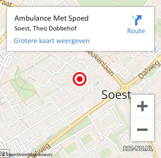 Locatie op kaart van de 112 melding: Ambulance Met Spoed Naar Soest, Theo Dobbehof op 14 mei 2017 14:15