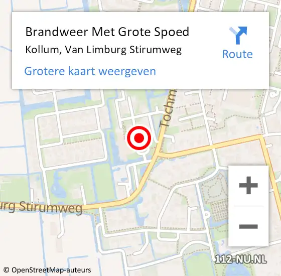 Locatie op kaart van de 112 melding: Brandweer Met Grote Spoed Naar Kollum, Van Limburg Stirumweg op 14 mei 2017 14:16