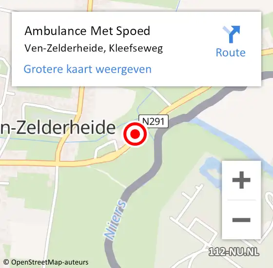 Locatie op kaart van de 112 melding: Ambulance Met Spoed Naar Ven-Zelderheide, Kleefseweg op 14 mei 2017 14:18