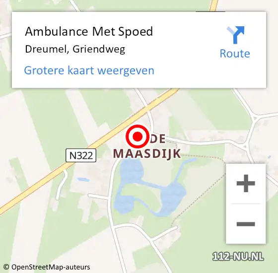 Locatie op kaart van de 112 melding: Ambulance Met Spoed Naar Dreumel, Griendweg op 14 mei 2017 14:36