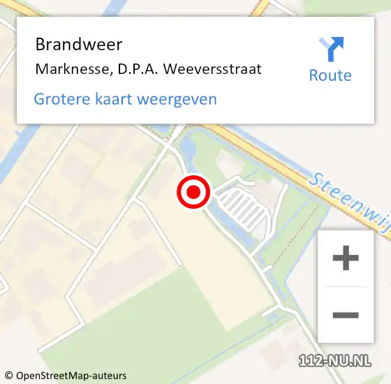 Locatie op kaart van de 112 melding: Brandweer Marknesse, D.P.A. Weeversstraat op 14 mei 2017 15:09