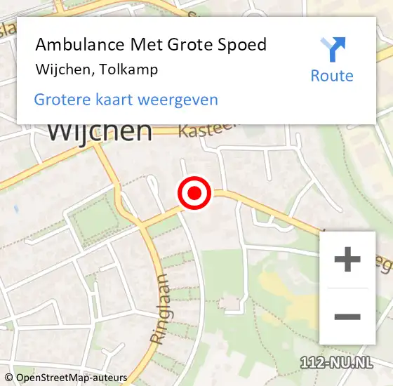 Locatie op kaart van de 112 melding: Ambulance Met Grote Spoed Naar Wijchen, Tolkamp op 14 mei 2017 16:26