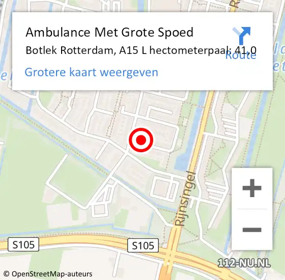 Locatie op kaart van de 112 melding: Ambulance Met Grote Spoed Naar Botlek Rotterdam, A15 L hectometerpaal: 41,0 op 14 mei 2017 16:56