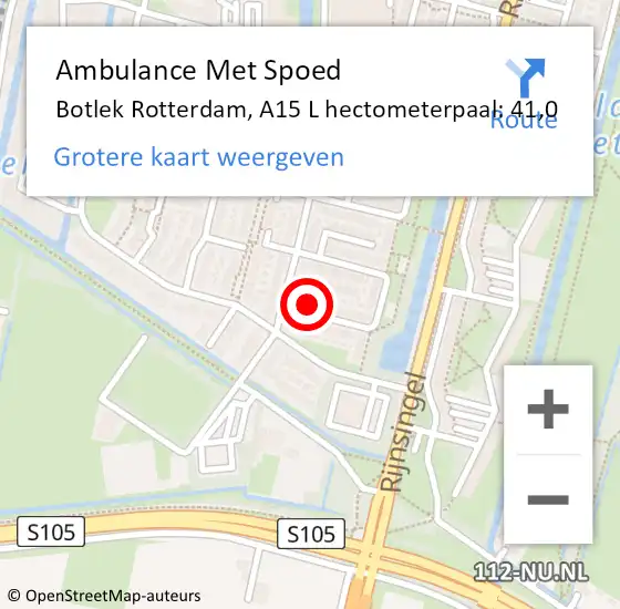 Locatie op kaart van de 112 melding: Ambulance Met Spoed Naar Botlek Rotterdam, A15 L hectometerpaal: 41,0 op 14 mei 2017 16:57