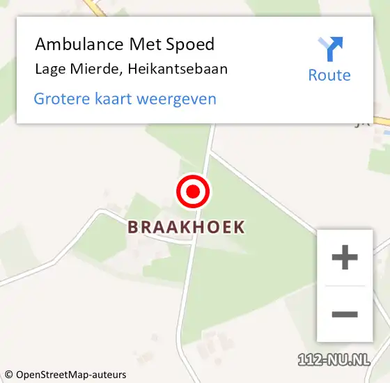 Locatie op kaart van de 112 melding: Ambulance Met Spoed Naar Lage Mierde, Heikantsebaan op 14 mei 2017 17:07