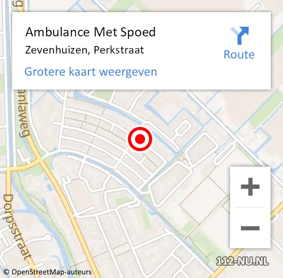 Locatie op kaart van de 112 melding: Ambulance Met Spoed Naar Zevenhuizen, Perkstraat op 14 mei 2017 17:14