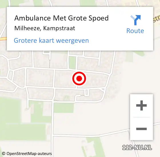 Locatie op kaart van de 112 melding: Ambulance Met Grote Spoed Naar Milheeze, Kampstraat op 14 mei 2017 17:23