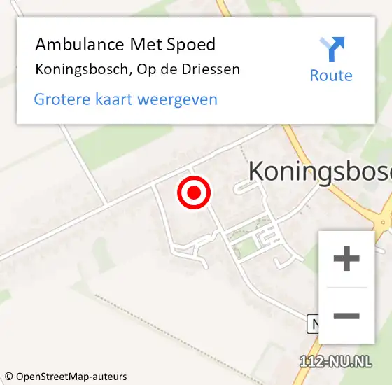 Locatie op kaart van de 112 melding: Ambulance Met Spoed Naar Koningsbosch, Op de Driessen op 14 mei 2017 17:40