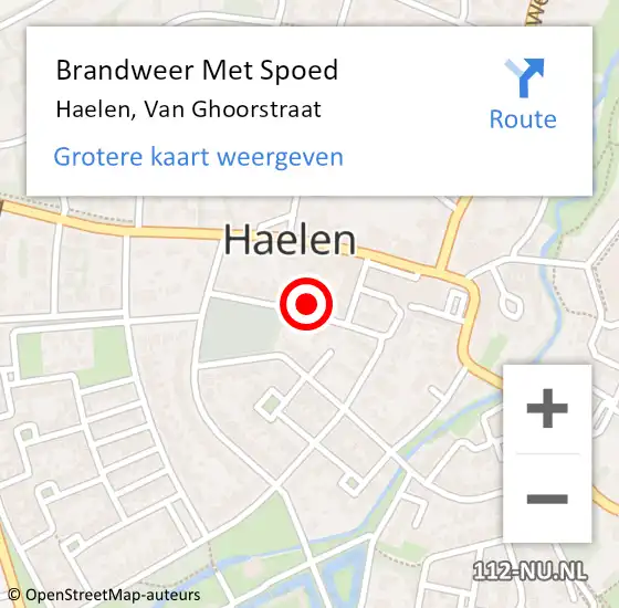 Locatie op kaart van de 112 melding: Brandweer Met Spoed Naar Haelen, Van Ghoorstraat op 14 mei 2017 18:26
