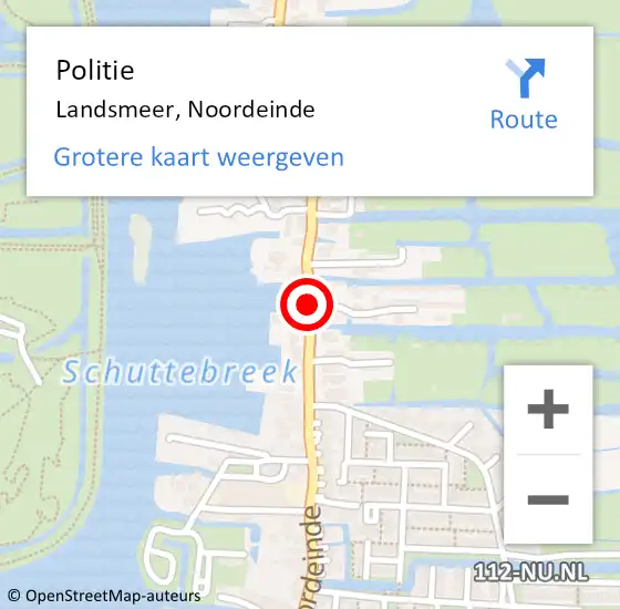 Locatie op kaart van de 112 melding: Politie Landsmeer, Noordeinde op 14 mei 2017 18:27