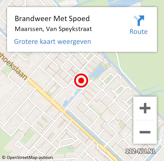 Locatie op kaart van de 112 melding: Brandweer Met Spoed Naar Maarssen, Van Speykstraat op 14 mei 2017 19:09