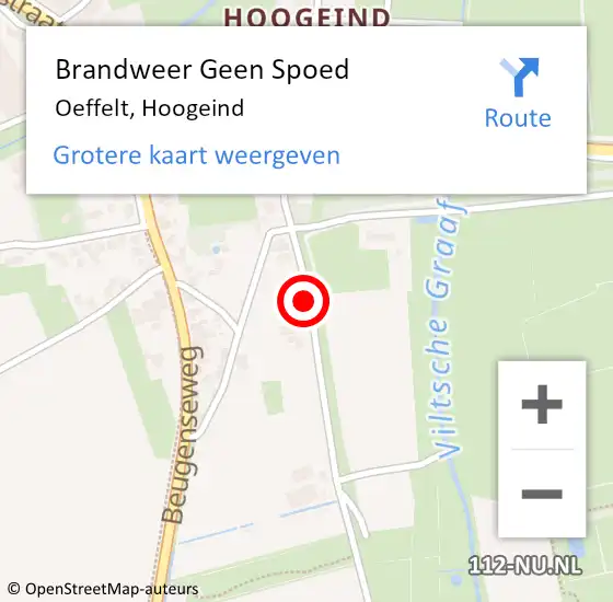 Locatie op kaart van de 112 melding: Brandweer Geen Spoed Naar Oeffelt, Hoogeind op 14 mei 2017 19:36