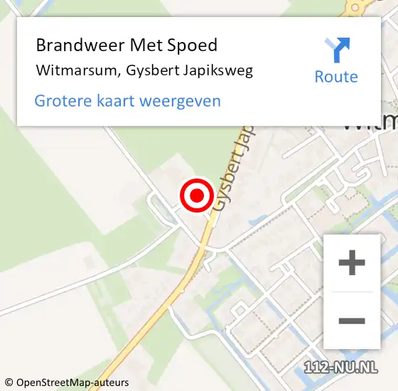 Locatie op kaart van de 112 melding: Brandweer Met Spoed Naar Witmarsum, Gysbert Japiksweg op 14 mei 2017 20:04