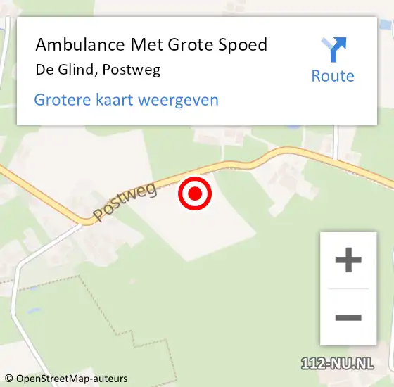 Locatie op kaart van de 112 melding: Ambulance Met Grote Spoed Naar De Glind, Postweg op 14 mei 2017 21:35