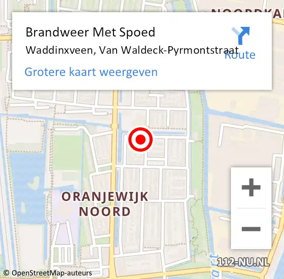 Locatie op kaart van de 112 melding: Brandweer Met Spoed Naar Waddinxveen, Van Waldeck-Pyrmontstraat op 14 mei 2017 22:14