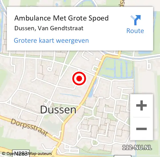 Locatie op kaart van de 112 melding: Ambulance Met Grote Spoed Naar Dussen, Van Gendtstraat op 14 mei 2017 22:23