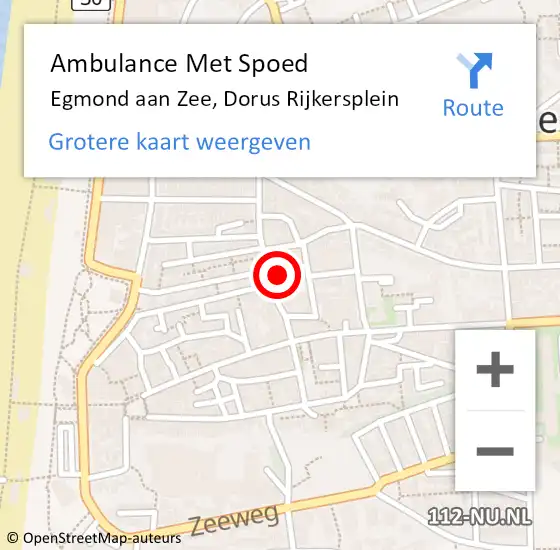 Locatie op kaart van de 112 melding: Ambulance Met Spoed Naar Egmond aan Zee, Dorus Rijkersplein op 14 mei 2017 22:33