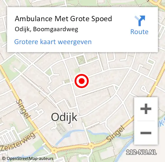 Locatie op kaart van de 112 melding: Ambulance Met Grote Spoed Naar Odijk, Boomgaardweg op 14 mei 2017 22:55